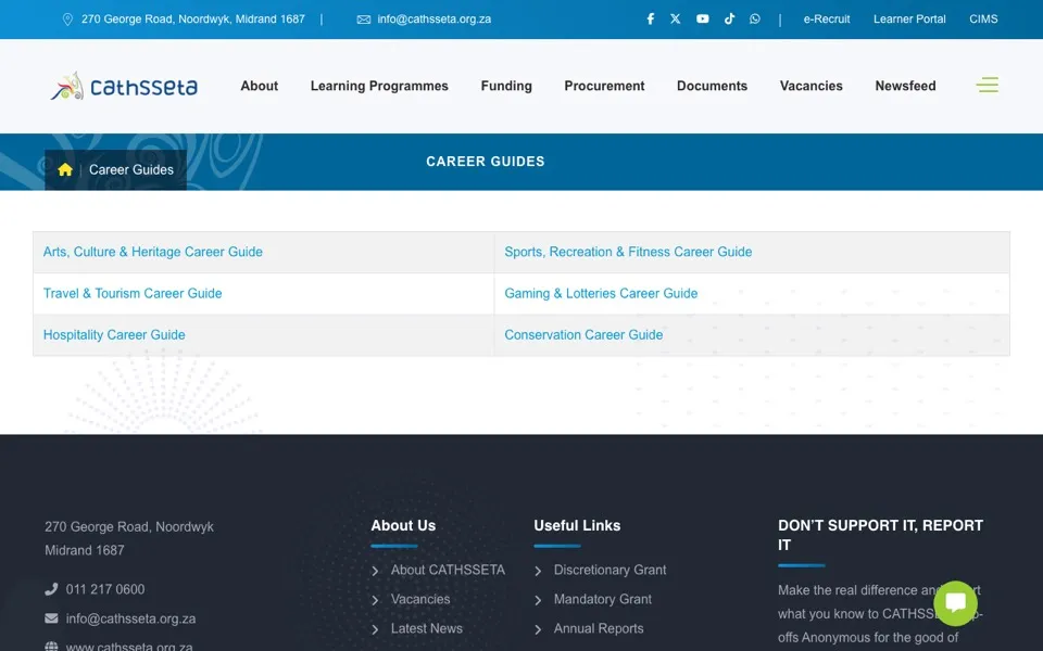 CATHSSETA career portal